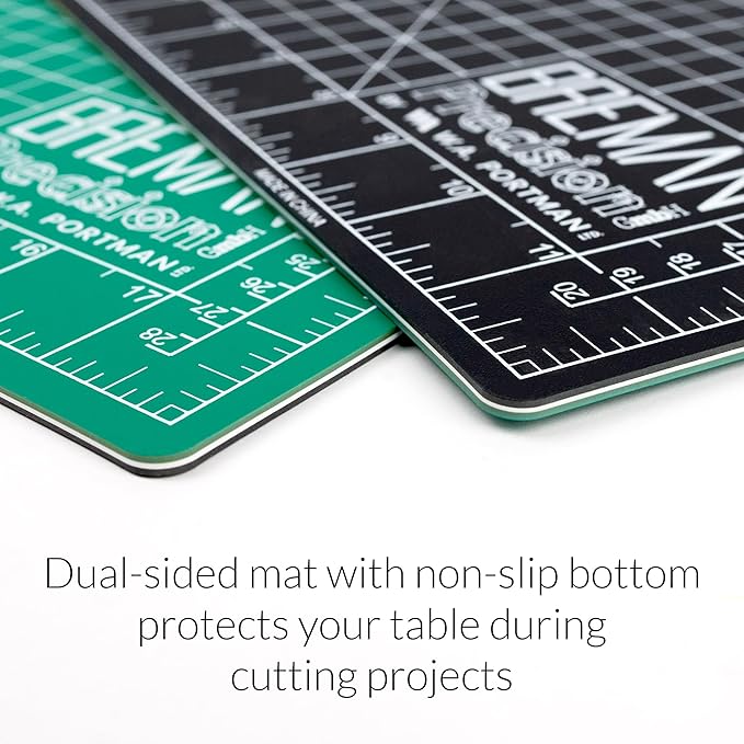 WA Portman 9x12 Inch Self Healing Cutting Mats for Crafts – Fabric Cutting Mat with Precision Craft Knife, 10#11 Hobby Knife Blades & Metal Ruler 12 Inch Cork Backed Ruler – All-in-One Craft Kit