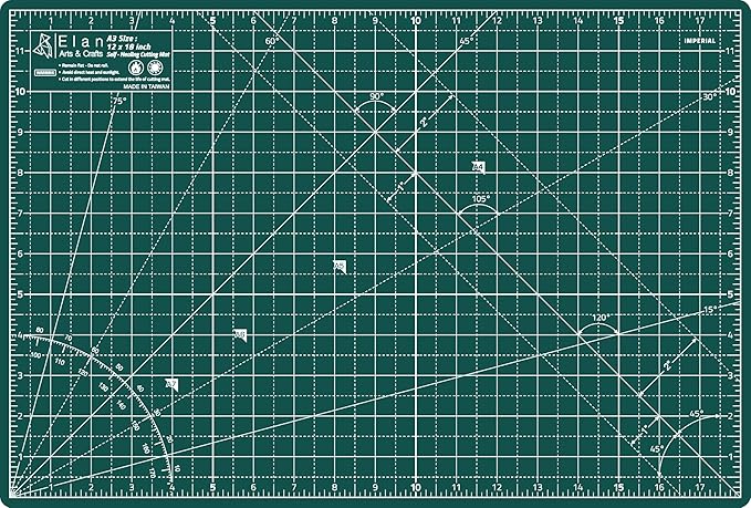 Elan Cutting Mat A3 Green, Self Healing Cutting Mat 12x18 Inch, 5-Ply Craft Board Green, Hobby Board for Crafts 12x18 Inch