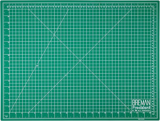 Breman Precision 18x24 Inch Self Healing Cutting Mat – 2-Sided 5-Ply PVC Green/Black Cutting Mats for Crafts, Sewing, Quilting & DIY Projects with Durable Non-Slip Surface & Precise Grid Lines