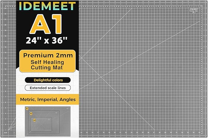 Premium 24" x 36" Large Self Healing Sewing Mat, 5-Ply Rotary Cutting Mat for Quilting, Double-Sided Cutting Board for Crafts Cutting Fabric Leather Modeling Projects, Anthracite Gray A1