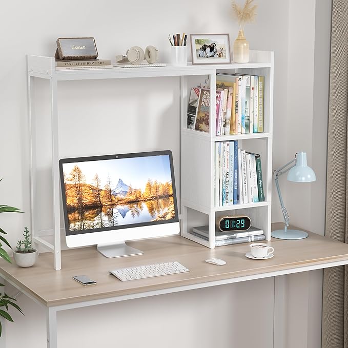 Desk Shelf for Top of Desk Hutch Top Only Desktop Bookshelf Organizer 38.6" Shelves for Computer Dorm