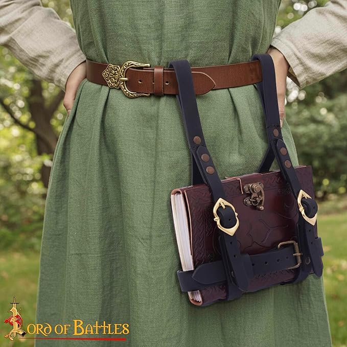 Lord of Battles Adventurer's Book or Diary Holder Handcrafted from Genuine Leather 13x18cm (Leather Journal with Black Holder)