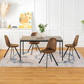 Homy Casa 5-Piece Home Office Set, Mid-Century Modern Style 59''Rectangular Top Table & Upholstered Comfy Swivel Accent Chairs for Home Office Reception Room, 4 Chairs and 1 Table, Grey&Brown