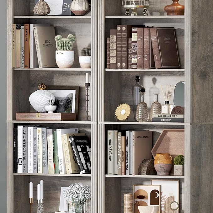 BORNOON 75" Tall Bookshelf, 6-Tier Floor Standing Bookcase with 2 Adjustable Shelves, 24" Wide Open Storage Shelf, Modern Display Organizer for Home Office, Living Room, Bedroom, Study