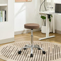 FIRAVOE Adjustable Office Stool with Wheels 19.5"-26.6", Brown Thick Cushion Backless Rolling Chair (Coffee Brown)