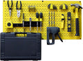 Wall Control Modular Pegboard Tool Organizer System - Wall-Mounted Metal Peg Board Tool Storage Unit for Wall Storage Tiling (Yellow Pegboard)