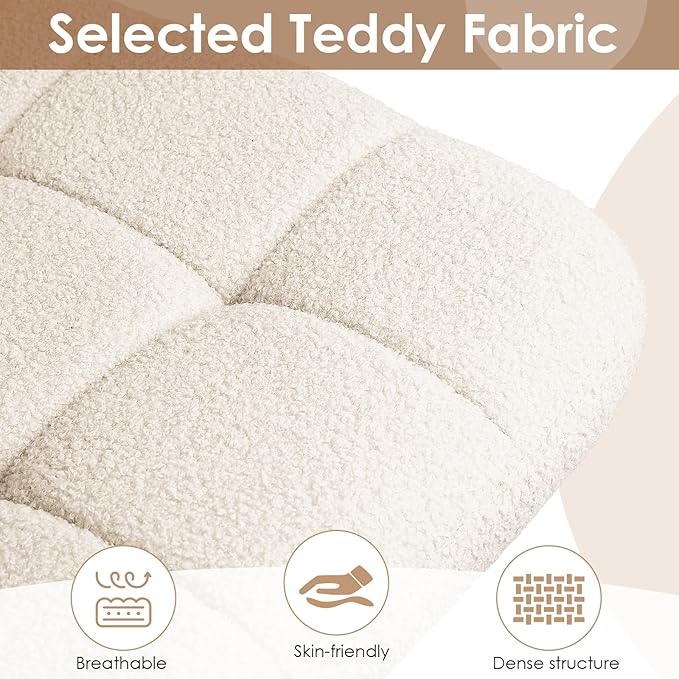 TLSUNNY Wide Sherpa Criss Cross Desk Chair – Beige