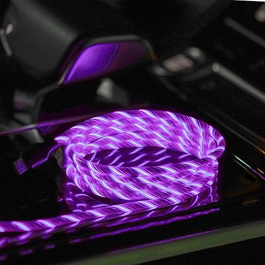 USB C to USB C Cable 3A Light Up C to C Cable LED C to Type C Fast Charging Cord for Samsung Galaxy S23 S22 S21 S20 Ultra, i-Phone 15 Pro Max Plus, iPad mini Pro Air(3.3FT,Purple)
