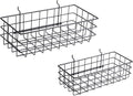 Pegboard Basket Set of 2, Medium + Small Size Basket, Black - Hooks to Any Peg Board - Organize Tools, Workbench, Accessories, Garage Storage - Wall Organizer Attachments