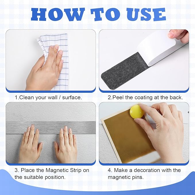 18 Pcs Magnetic Bulletin Board Strips Frameless Stainless Iron Board Strip with Colorful Magnet Self Adhesive Memo Strip for for Office Home Wall Photo (Silver)
