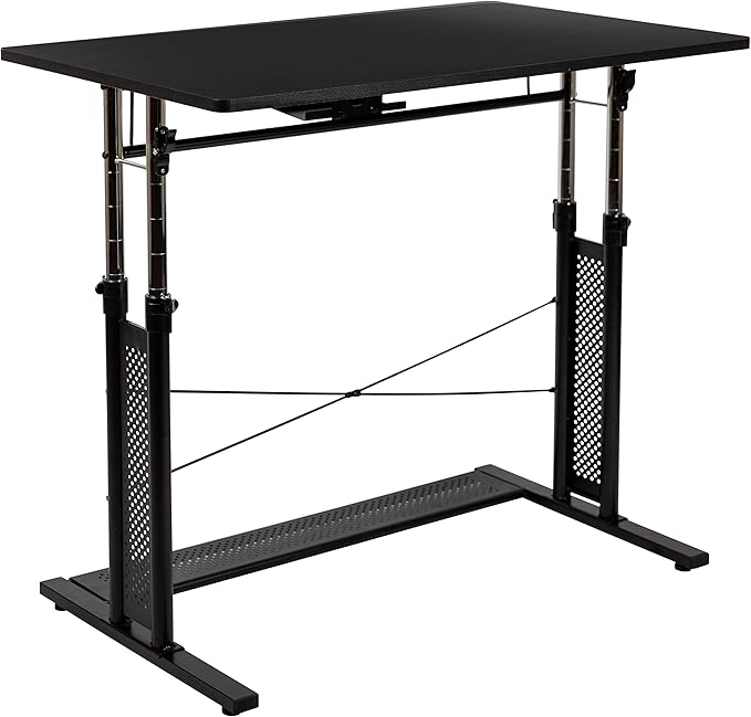 EMMA + OLIVER Work from Home Kit-Adjustable Desk, Ergonomic Mesh Office Chair, Filing Cabinet