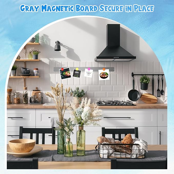 Mooliwe 6 Pieces 36 Inch Frameless Magnetic Stainless Iron Board Strips Bulletin Bar Magnetic Wall Board Memo Strip Set with 48 Pieces Colorful Magnets for School Office Home