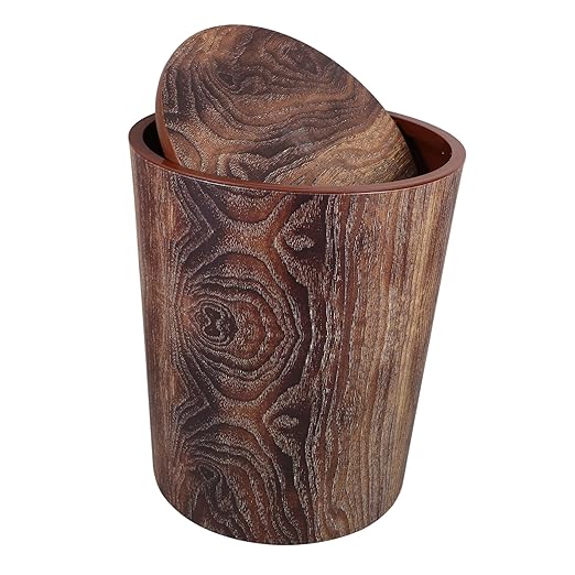 Kitchen Garbage Can Lid Slim Trash Can for Bathroom Rotating Lid Room Waste Basket