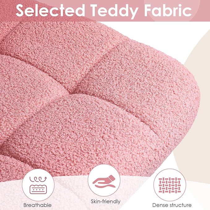 TLSUNNY Wide Sherpa Criss Cross Desk Chair – Pink