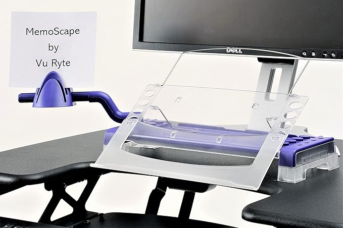 MemoScape Adjustable in-Line Document Holder for Typing | Reduces Neck Strain, Improves Focus, Boosts Desk Organization, and Workflow | Paper Holder Stand for Desk and Home Office - Purple (VUR 4040)