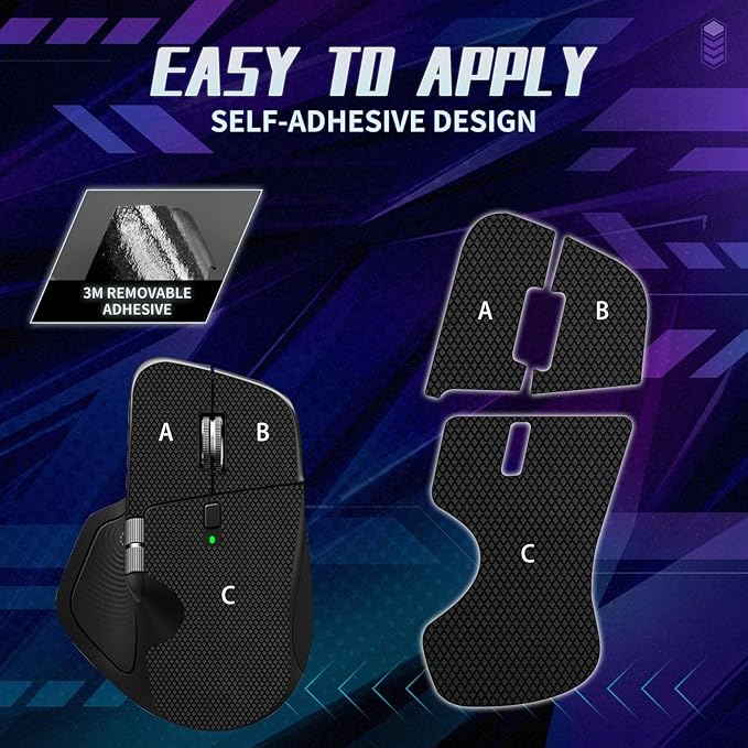 TALONGAMES Mouse Anti Slip Grip Tape Compatible with Logitech MX Master 4 Gaming Mouse, Palm Sweat Absorption, Thin 0.5mm, Cut to Fit, Easy to Apply, Mouse Skin