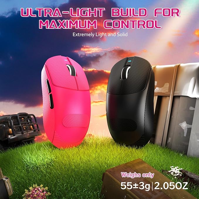 MAMBASNAKE×Attack Shark X8 Plus Wireless Gaming Mouse,55g Lightweight Triple Mode Ergonomic Gaming Mouse,PAW3395PRO 40K DPI Optical Sensor,150h Battery Life,Griptape Programmable Buttons for PC/Mac