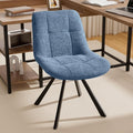 Small Desk Chair No Wheels, Swivel Velvet Vanity Chair No Arms, Armless Office Chair with Back and Metal Legs for Small Space, Bedroom, Home Office, Mid Century Modern, Ocean Blue