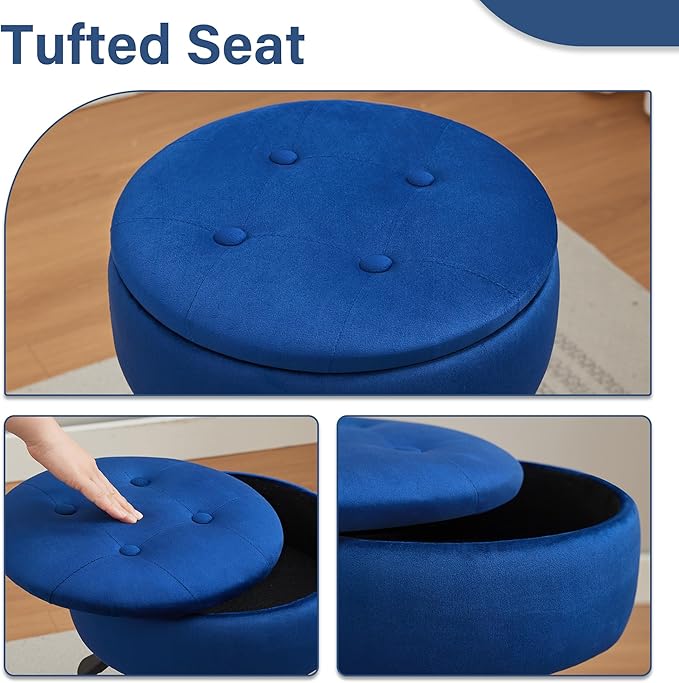 Gitrah Vanity Chair with Wheels Adjustable Vanity Stool with Storage Swivel Vanity Stool for Vanity Rolling Makeup Chair Blue
