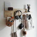 Wooden Pegboard Modular Display Organization Storage Wall Hooks Shelf (Birch Colored Finish-A)