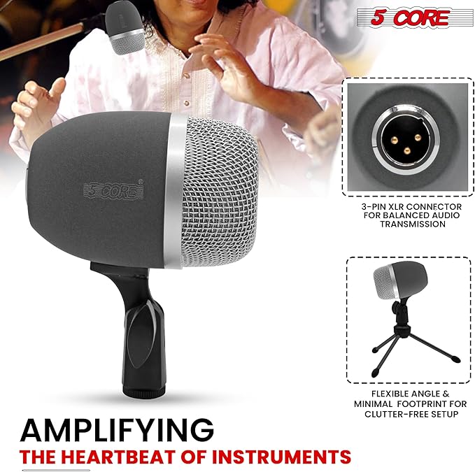 5 CORE Tabla Mics Professional Dual Microphone Set Best Condenser Mics for Instrument Bayan & Dayan Recording for Live On Stage Studio Temple Classroom - Tabla MIC 2XP