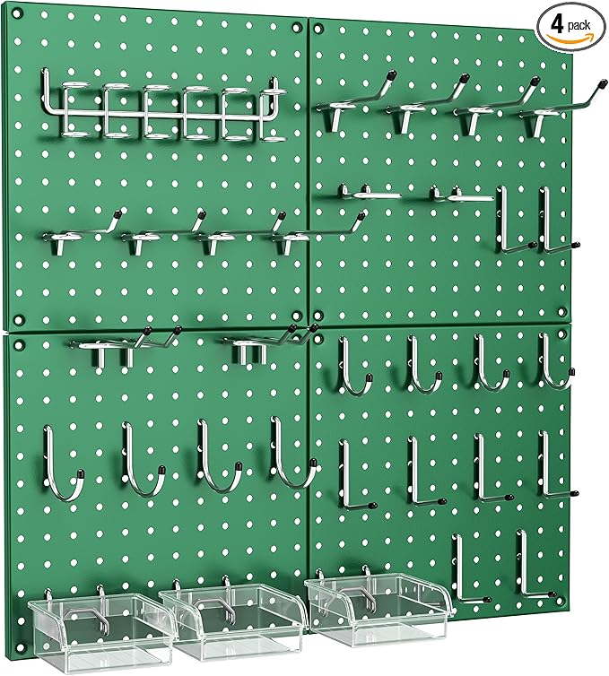 PegBoard, 68PCS Heavy Duty Metal Pegboard with Hooks, Heavy Duty Peg Board for Walls Home, Garage Tool Storage, Workbench, Craft Room, Kitchen