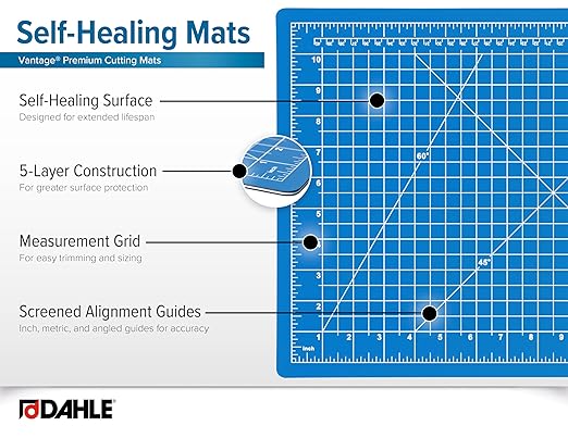 Dahle Vantage 10694 Premium Self-Healing Cutting Mat, 36"x48", 1/2" Grid, 5 Layers for Max Healing, Perfect for Crafts & Sewing, Blue