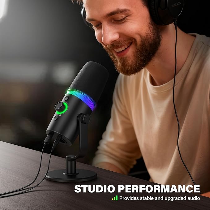 XLR & USB-C Dynamic Microphone for Podcast Recording, 96kHz/24-bit Studio Grade Gaming Mic for PC, Streaming, YouTube & Singing, Professional Vocal Microphone