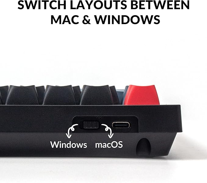 Keychron V1 75% Wired Mechanical Keyboard, QMK/VIA Programmable, Hot-swappable K Pro Brown Switches, Compatible with Mac Windows Linux - Carbon Black