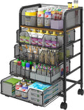 5-Tier Craft Organizer Cart with Wheels-Storage Cart with Drawers,Lockable Wheels Rolling Utility Cart,Makeup Cart with DIY Divider,Office Supply Organizer Storage for Studio,Office Patent Pending