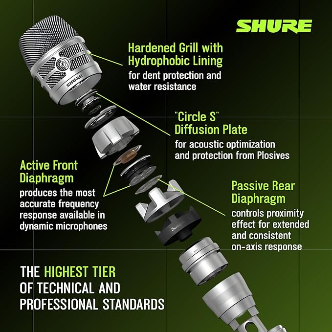 Shure KSM8 Dualdyne Dynamic Vocal Microphone – Dual-Diaphragm Cardioid Mic for Live Performance, Studio Recording & Broadcasting, Brushed Nickel