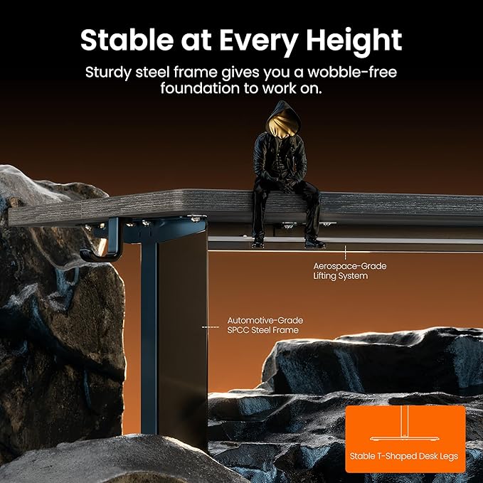 ErGear Height Adjustable Electric Standing Desk, 55 x 28 Inches Sit Stand up Desk, Memory Computer Home Office Desk, Grey