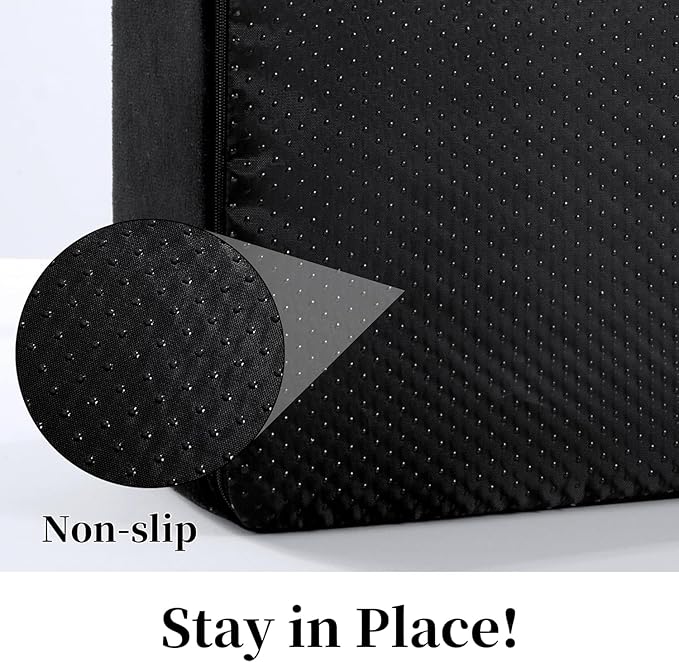 HOMBYS Foam Recliner Chair Cushions for Elderly, 4" Thick Chair Pads with Back Support for Office Chair, Non-Slip Supportive Seat Cushion with Lumbar Pillow (Black, 13" Backrest)