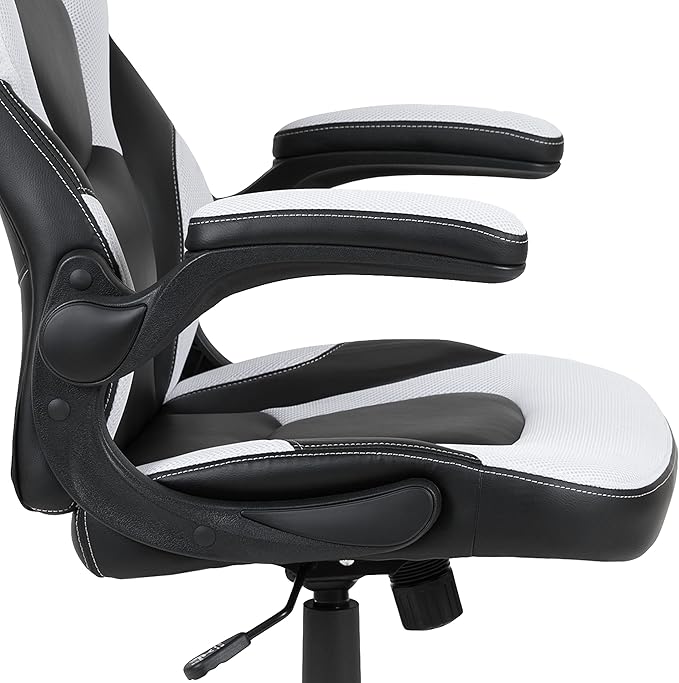 Flash Furniture Black Gaming Desk and White/Black Racing Chair Set with Cup Holder, Headphone Hook, and Monitor/Smartphone Stand
