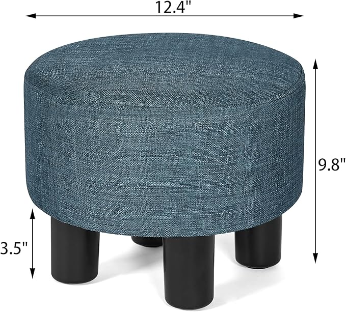 Joveco 12.4" Foot Rest for Under Desk Round Ottoman Stool for Home and Office (Blue)