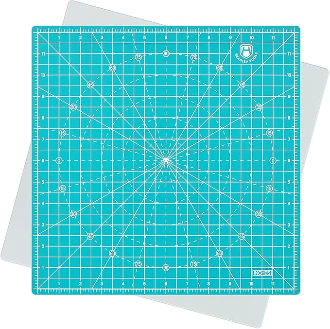 Headley Tools 12"x12" Rotating Cutting Mat, Self Healing Mat with 360-Degree Rotation & Anti-Slip Base, Sewing Board Cutting Mat Perfect for Fabric Quilting Leather Hobby Project, Light Blue
