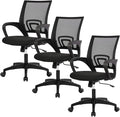 BestOffice | Ergonomic Office Chair | Mid-Back Swivel Desk Chair | Breathable Backrest & Lumbar Support | Adjustable Height | Sponge Seat | Rolling Wheels | Dark Black | for Adults & Women