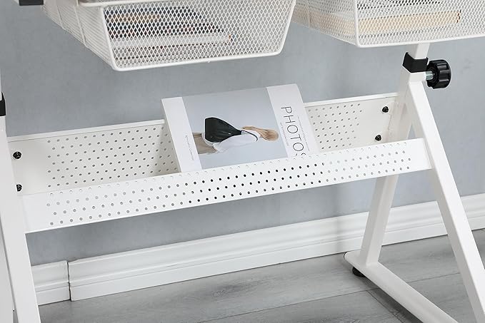 Glass Drafting Table Art Desk – Adjustable Professhional Artwork Drawing Drafting Table Desk, Glass-Topped Art Table for Craft Station Studio Home Office School w/Drawers (White)
