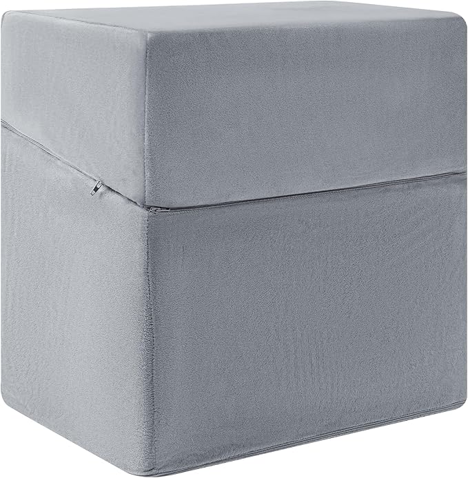 Adjustable Foot Rest for Under Desk at Work,Suitable for Offices Gaming Homes Air Travel and Features a Zippered Connection Design and Under Desk Leg Rest,Removable and Washable Fabric Cover (Gray)