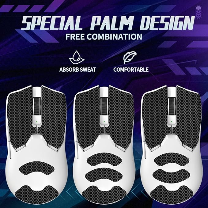 TALONGAMES Mouse Anti Slip Grip Tape Compatible with Razer Viper V2 Pro Hyperspeed Gaming Mouse, Palm Sweat Absorption, Thin 0.5mm, Cut to Fit, Easy to Apply, Mouse Skin (Black)