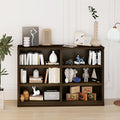 blini Bookshelf Double Wide 64 in 3-Tier 6 Cube Storage Organizer Wooden Bookcase for Bedroom and Home Office Decor Display