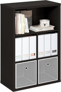 Furinno Cubicle Book Shelf, 5-Cube Bookshelf, Extra Thick Frame Cube Storage Organizer Bookcase with Closed Back, 15.3 x 29.9 x 43.3, for Living Room, Bedroom, Home Office, Black Dark Oak