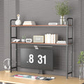 GCCSJ Bookshelf for Desk，2-Tier Desktop Bookshelf Organizer，Multifunctional Desktop Bookcase with Metal Frame & Wood Shelves，Perfect for Organizing Books, Magazines, Office Supplies - Black