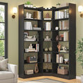 Semoic 70.8" Tall Corner Bookshelf, 7 Tiers Large Etagere Bookcases with Baffles, L-Shaped Modern Storage Display Rack Industrial Bookshelves for Bedroom, Home Office, Living Room & Kitchen, Black