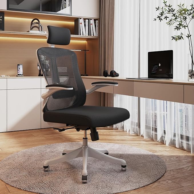 balmstar Office Chair Desk Chair, Ergonomic Mesh Computer Chair with 90-130° Recline & 360° Smooth-Rolling Casters, Lumbar Support Task Chair for Home Office, Comfortable for Women, Teens(B-Black)
