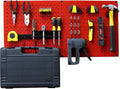 Wall Control Modular Pegboard Tool Organizer System - Wall-Mounted Metal Peg Board Tool Storage Unit for Wall Storage Tiling (Red Pegboard)