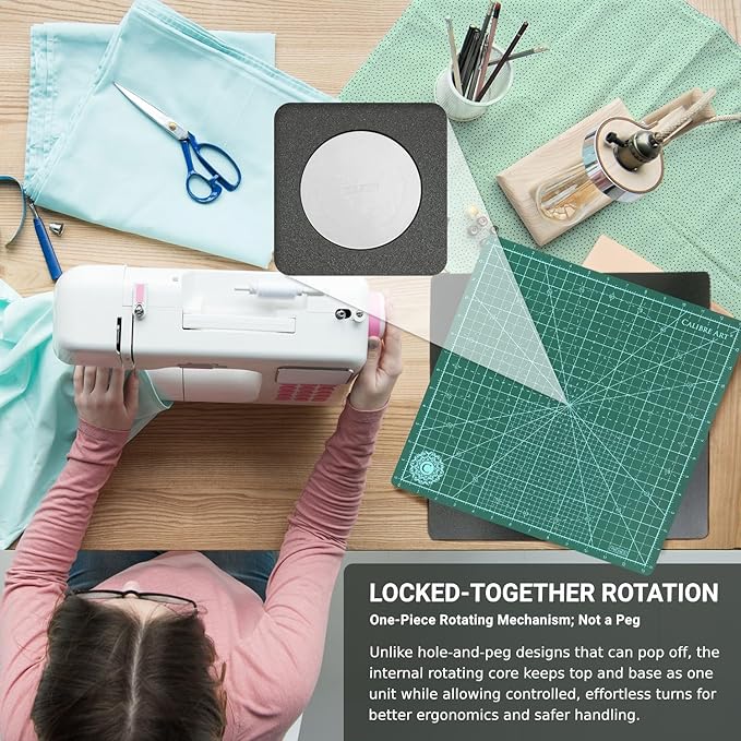 Calibre Art Rotating Self Healing Cutting Mat 8x8 (7" grids), Perfect for Quilting & Art Projects