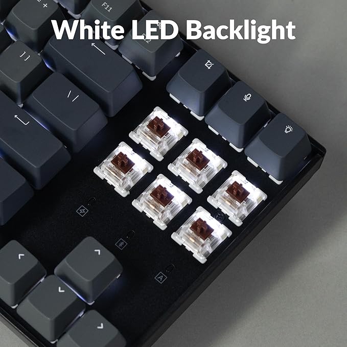 Keychron K8 Tenkeyless Wireless Mechanical Keyboard for Mac, White Backlight, Bluetooth, Multitasking, Type-C Wired Gaming Keyboard for Windows with Brown Switch