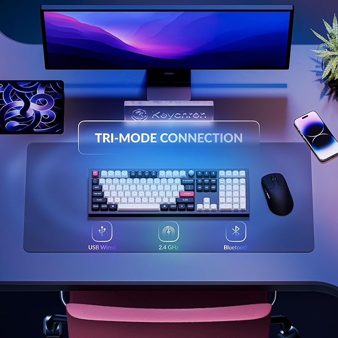 Keychron Q6 HE QMK Wireless 2.4 GHz Custom Keyboard, Rapid Trigger Bluetooth 100% Full-size with Hall Effect Gateron Double-Rail Magnetic Switches PBT Keycaps Aluminum Compatible for Mac Windows Linux