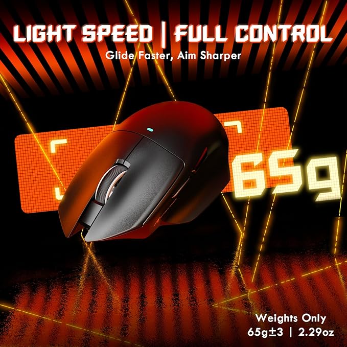 MAMBASNAKE×Attack Shark V6 65g Lightweight RGB Gaming Mouse with Magnetic Charging Dock, BT/2.4G Wireless/Wired 1K Polling Rate, 25K DPI, Programmable Mice for PC/Mac/Laptop(Black)
